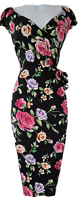#ad #ad Womens Pretty Dress Company So Couture Black Floral Formal Bodycon Dress 12. GBP 31.99