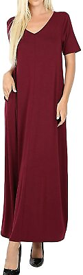 #ad #ad Zenana Women#x27;s Premium Casual Long Relaxed Loose T Shirt Maxi Dress with Half Sl $53.39