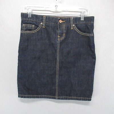 #ad Gap Skirt Women#x27;s 4 Blue Denim 5 Pocket Dark Wash Split Back Cotton Mini 1969 $8.36
