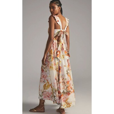 Anthropologie Maeve Sleeveless Ruffled Yellow Floral Maxi Size Small $134.99