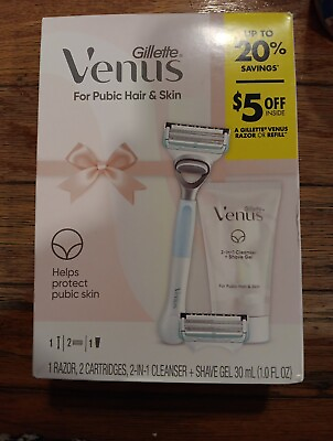 #ad Gillette Venus for Pubic Hair amp; Skin Razor 2 Cartridges 2 in 1 Cleanse Shave Gel $9.20