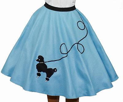 #ad 4 Pcs LIGHT BLUE 50s Poodle Skirt Outfit Size 1X 3X Waist 40quot; 48quot; L25quot; $48.99
