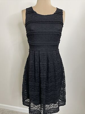 #ad Black Lace Dress Fit amp; Flare Enfocus Studio Sleeveless Womens Dress Size 6 $13.99
