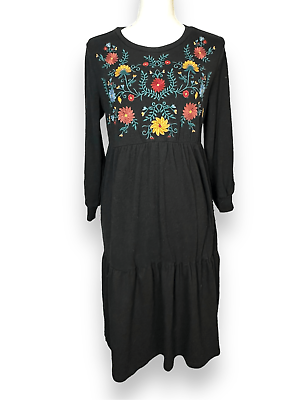 #ad Polagram Embroidered Long Sleeve Boho Dress $35.00