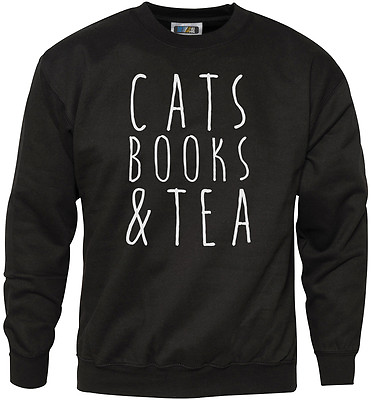 Cats Books and Tea Cute Tumblr Hipster Youth amp; Mens Sweatshirt GBP 19.99