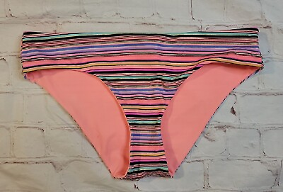 #ad Victoria#x27;s Secret Striped Classic Hipster Bikini Bottoms Size XS Pink Multicolor $12.99