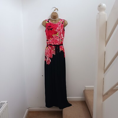 #ad Debenhams Collection Red Black Long Maxi Dress Summer Occasion Wedding UK 10 GBP 10.00