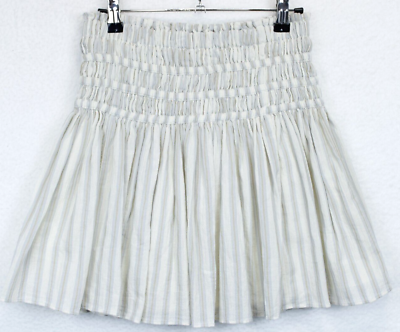 Madewell Short Skirt Women XX Small Smock Pleated Pull On Lined Beige Stripe $21.97