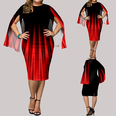 #ad Plus Size Women#x27;s Bodycon Midi Dress Ladies Evening Party Cocktail Formal Dress $36.57