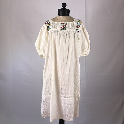 #ad Vintage Handmade Embroidered Laced size Medium BOHO Summer Dress $98.00