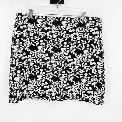 #ad Ann Taylor LOFT Black amp; White Floral Lined Back Zip Mini Skirt Plus Size 14 $18.00