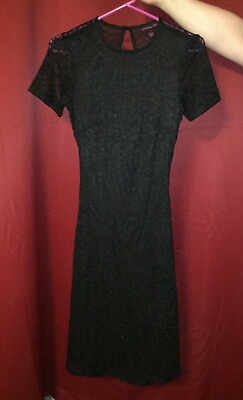 #ad Juniors Size Small MATERIAL GIRL Black Lace Cut Out Zip Body Con Party Dress A17 $15.28