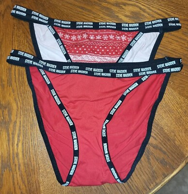 #ad Lot Of 2 Steve Madden Cotton String Bikini Panties Large $15.00