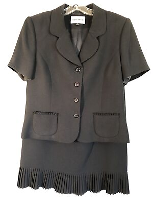 #ad Albert Nipon Black Skirt Suit Short Sleeve Jacket Sz 12 $149.00