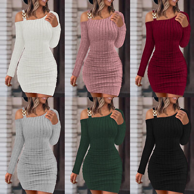 #ad Women#x27;s Midi Wrap Dress Sundress Long Sleeve Party Sexy Casual Slim Fashion $20.55