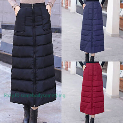 #ad Ladies Thick Down Quilted Skirt High Waist Windproof Zipper Warm Pencil Winter $35.45