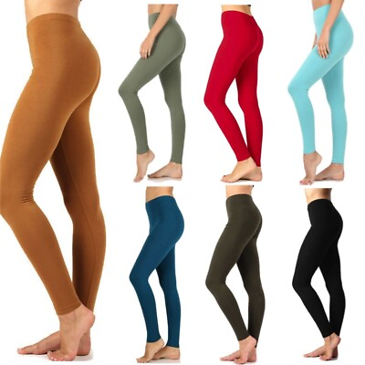#ad #ad Womens ZENANA Full Ankle Length Leggings Basic Cotton Stretch Pants Yoga S 3X $14.75