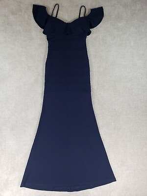 Emerald Sundae Women#x27;s Dress Size M Blue Maxi Short Sleeve Polyester Blend $11.99