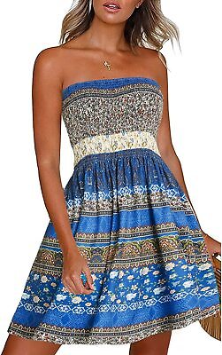 #ad CHICGAL Summer Dresses for Women Beach Cover Ups Strapless Boho Floral Print Sun $65.75
