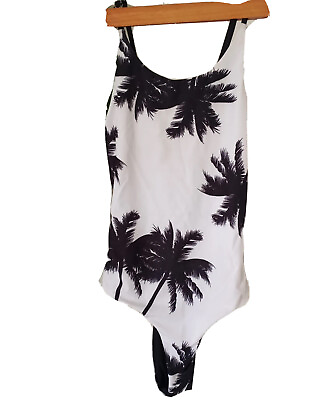 #ad Cupshe Swimsuit One Piece S Black White Brazilian Bottom Corset Style $8.50