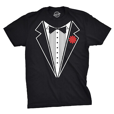 #ad Mens Black Tuxedo T Shirt Funny Lazy Wedding Fake Suit Fancy Marriage Tee $6.80