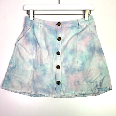 #ad American eagle button front a line short skit tie dye pink blue size medium $24.00