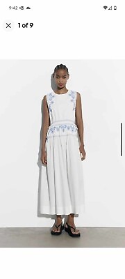 #ad #ad ZARA NWT WOMAN EMBROIDERED MIDI DRESS WHITE 5107 062 Size S $55.99