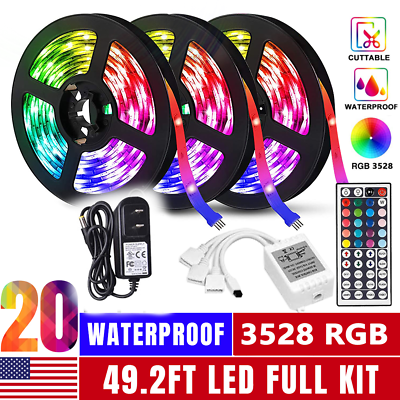 100FT Flexible 2835 RGB LED Strip Light Remote Fairy Light Room Party Waterproof $52.24