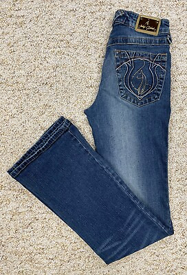 #ad Baby Phat Jeans Junior size 3 Embellished Flared Low Rise Stretch Denim 27x32 $19.99