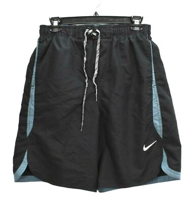 #ad Nike Mens Black Elastic Drawstring Waist Slash Pocket Swim Trunks Swimsuit M $22.09