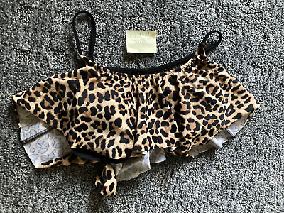#ad Victoria#x27;s Secret NEW Leopard Flounce Bikini Top NWOT Small bathing suit $9.95