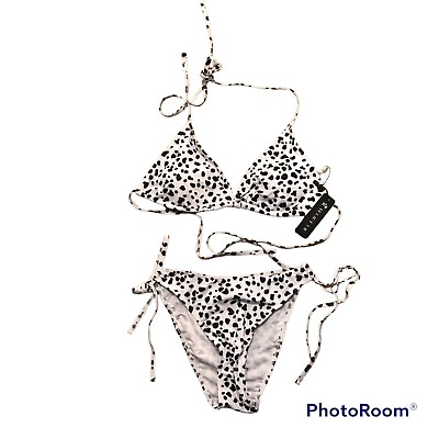 #ad Women#x27;s Sexy Animal Print Two Piece Bikini String Ties Top and Sides Size XS $15.00