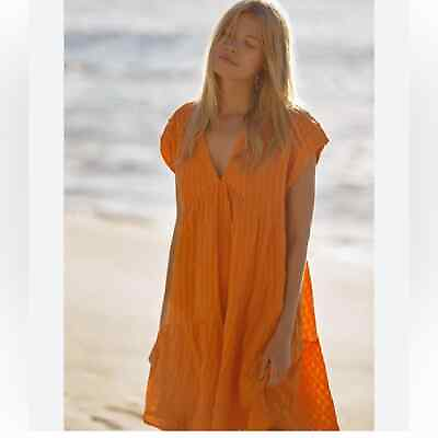 #ad Anthropologie Maeve Orange Tiered Summer Dress XS $51.00