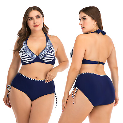 #ad Women Plus Size Swimsuit Push Up Padded Oversize Bikini Two Piece Bathing Suit $13.19