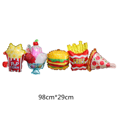 #ad Popcorn Pizza Ice Cream Foil Balloon Birthday Party Film Night Decor Helium Air GBP 2.28