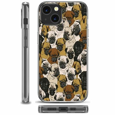 Pug Cute Dogs Shockproof Silicone Cover Case for Apple iPhone 13 Mini 5.4quot; $12.95