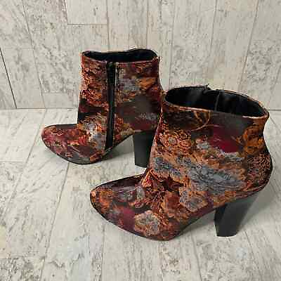 #ad #ad Liliana Womens Boots Size 9 Purple Floral Panne 1 Ankle Booties Heeled $25.00