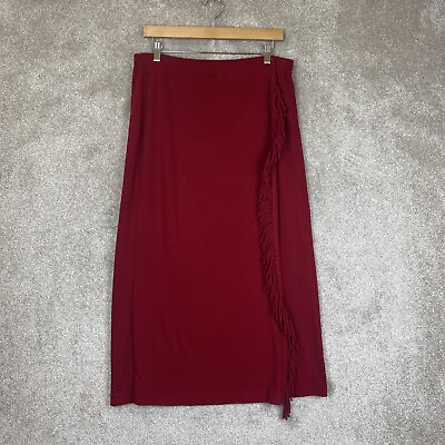 #ad Ronni Nicole Skirt Womens Large Red Knit Maxi Elastic Waist Stretch 9699* $19.99