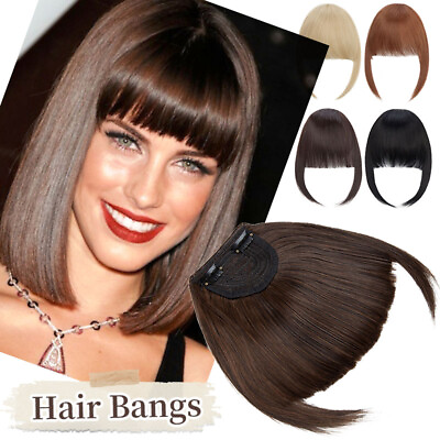 #ad Air Bangs Hair As Human Hair Extensions Wispy Bangs Clip on Neat Bangs for Women $10.30