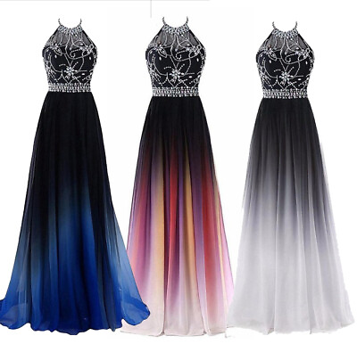 NEW Evening Formal Party Ball Gown Prom Bridesmaid Gradual Sequins Dress 4 22 GBP 55.18