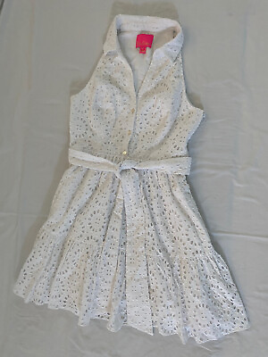 Lilly Pulitzer Trisha Shirtdress Dress White Beach Paradise Eyelet Sz 6 $74.99