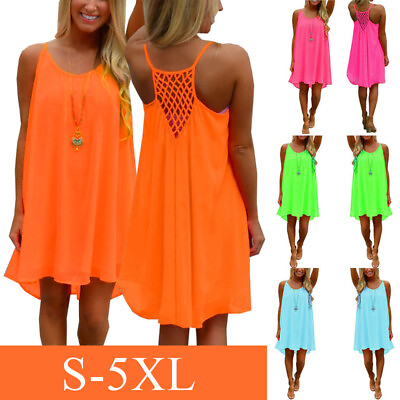 Plus Size Ladies Sundress Dress Dresses Cold Shoulder Floral Beach Swing Holiday $10.58