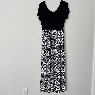 #ad Gilli Dress Womens 2XL Plus Maxi Floral Print Ryland Knit 2fer Comfort Stretch $19.97