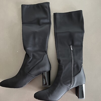 #ad Donald Pliner Candidx Crepe Black Elastic Knee High Womens Boots Size 12 $49.00