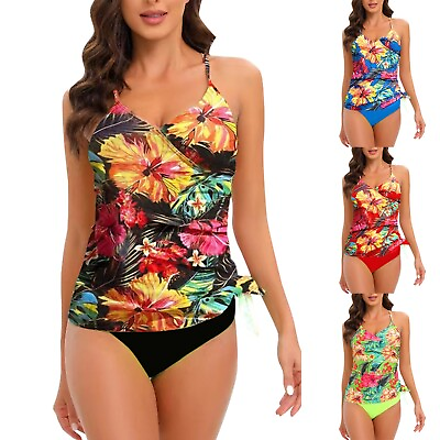 #ad Tankini Swimsuits For Women Tummy Control 2 Piece Quick Drying Comfy Swimming $25.88