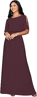 KOH KOH Womens Split Sleeves Smocked Elegant Cocktail Long Maxi Dress $118.53