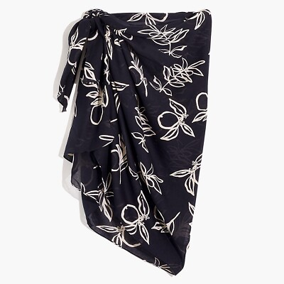Madewell NWT $59.50 Black White 100% Cotton Beach Cover Up Sarong Scarf 78quot;x39quot; $49.50
