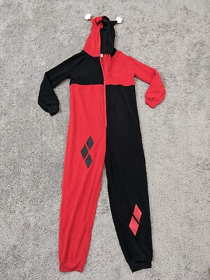 #ad DC Comics Harley Quinn One Piece Pajama Red Black Teens Size 10 12 $18.77