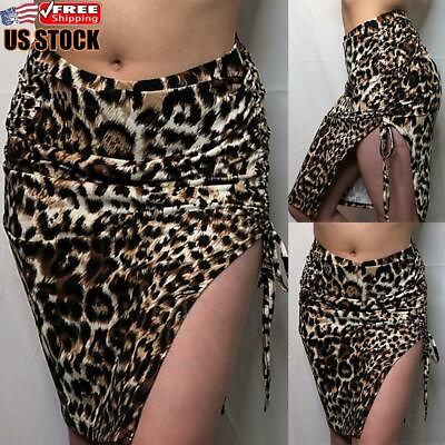 US Women#x27;s Sexy Leopard High Waist Mini Skirts Ladies Party Bodycon Pencil Skirt $4.35
