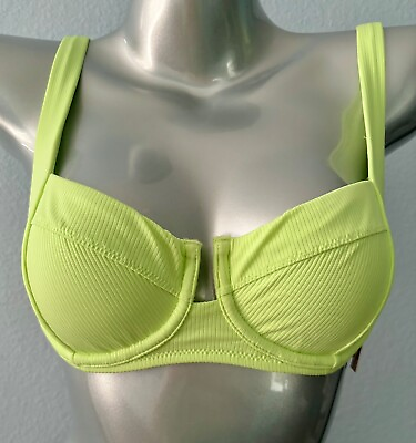 #ad Victorias Secret Nwt Full Coverage Lime Citron Rib Unlined Bikini Swim Top $22.99